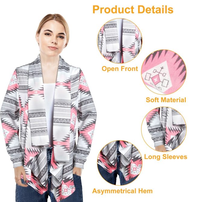 Women Open Front Cardigan Long Sleeve Shawl Neck Breathable Cardigan Well Collection - Image 2