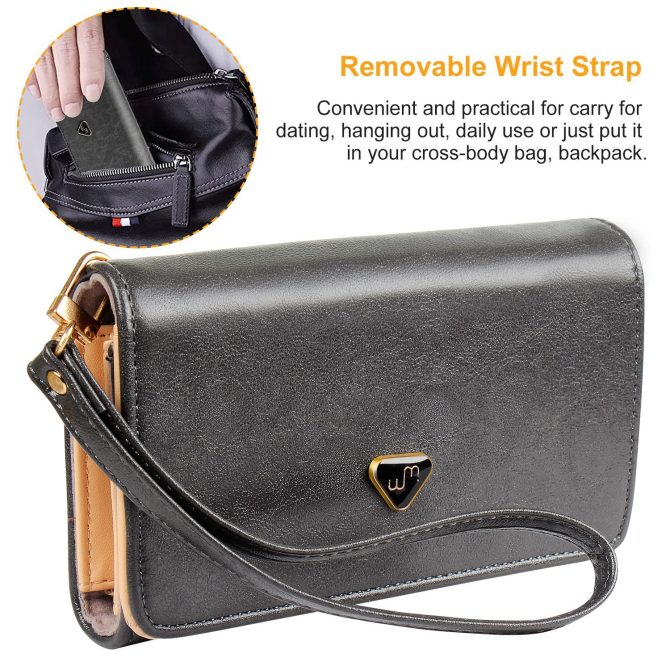 Women Wristlet Wallet PU Leather Lady Purse Credit Card Holder 4 Card Slots 3 Money Pouches 1 Coin Pocket - Image 7