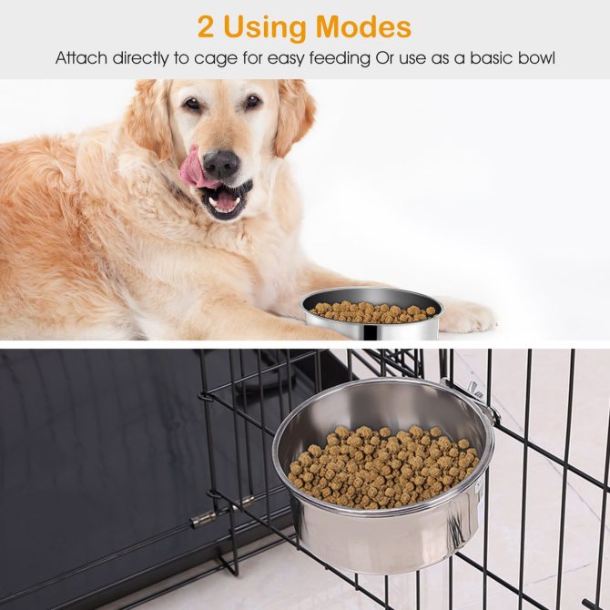 Stainless Steel Dog Bowl Pets Hanging Food Bowl Detachable Pet Cage Food Water Bowl with Clamp Holder - Image 6