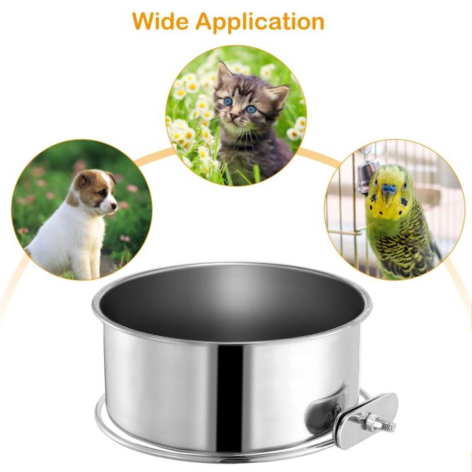 Stainless Steel Dog Bowl Pets Hanging Food Bowl Detachable Pet Cage Food Water Bowl with Clamp Holder - Image 7