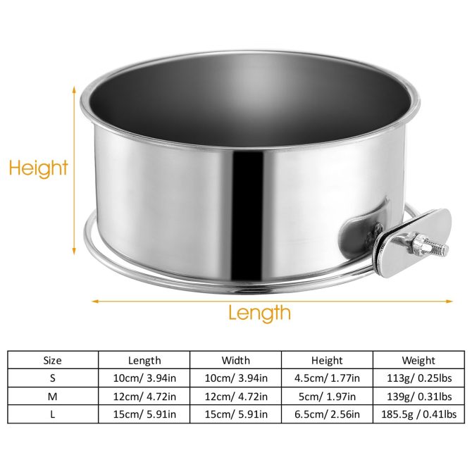 Stainless Steel Dog Bowl Pets Hanging Food Bowl Detachable Pet Cage Food Water Bowl with Clamp Holder - Image 9