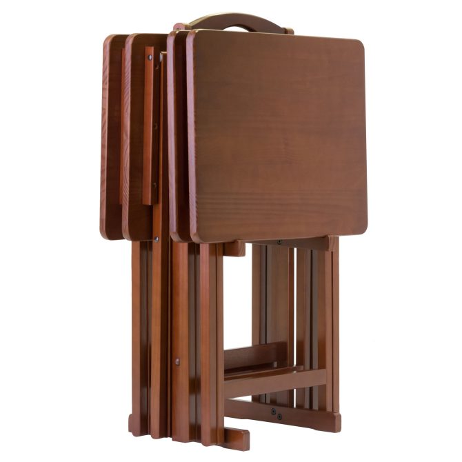 Alex 5-Pc Snack Table Set; Walnut - Image 4