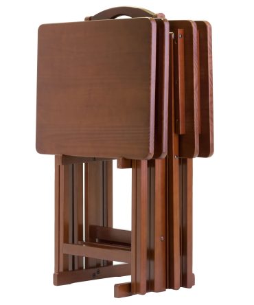 Alex 5-Pc Snack Table Set; Walnut