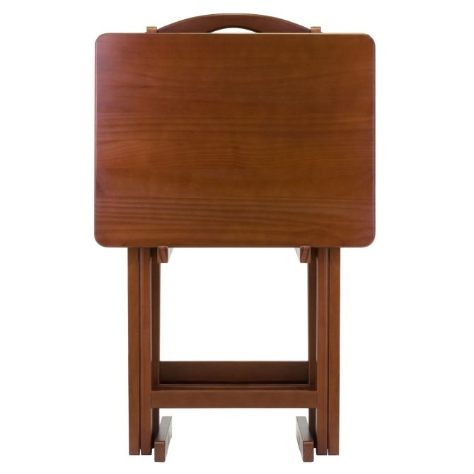 Alex 5-Pc Snack Table Set; Walnut - Image 7