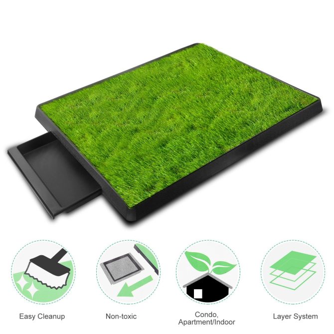 25"×20" Dog Toilet Indoor Puppy Training Pad, Dog Potty Pet Training Grass Mat, Removable Waste Tray for Easier Clean Up, Artificial Turf - Image 2
