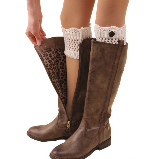 Women Winter Crochet Knit Leg Warmers - Image 5