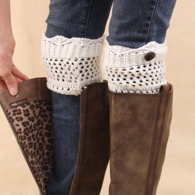 Women Winter Crochet Knit Leg Warmers - Image 6