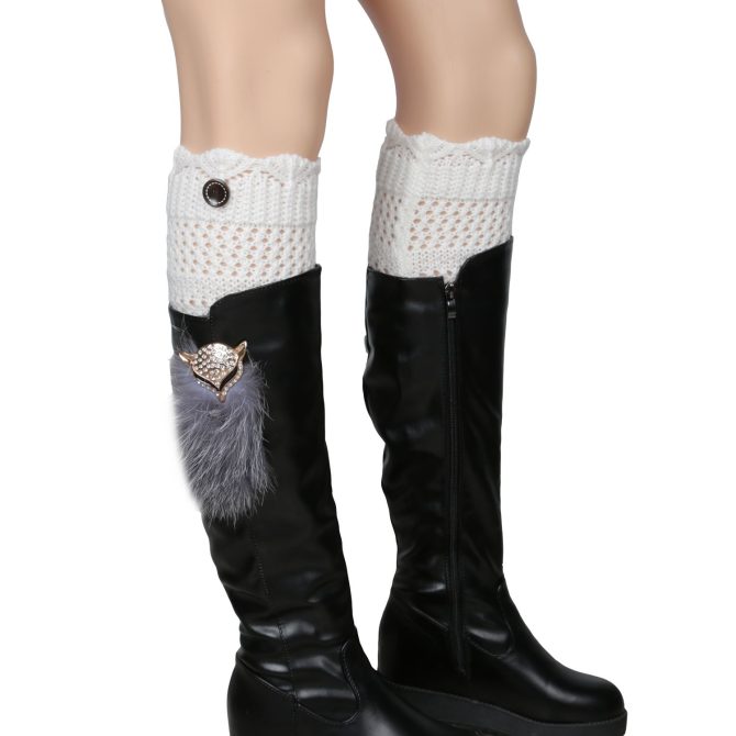 Women Winter Crochet Knit Leg Warmers - Image 8