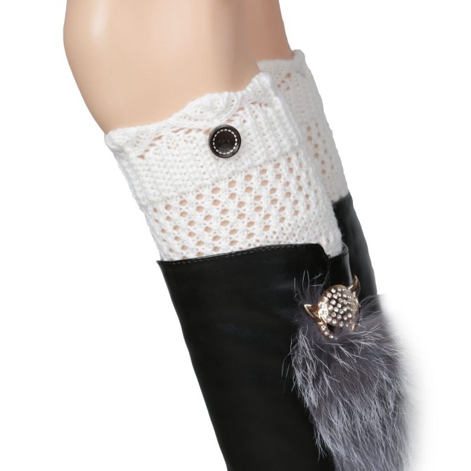 Women Winter Crochet Knit Leg Warmers - Image 9