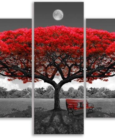 Canvas Wall Art for Living Room Decor-Blue Tree Wall Paintings-Nature Wall Art-Landscape Picture Framed Artwork for Bedroom Home Decoration-5 Panels