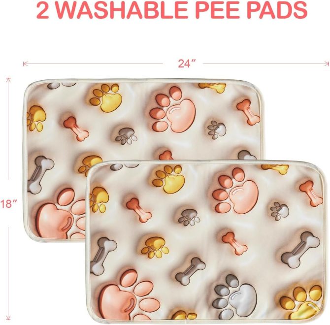 Qeils Reusable Puppy Pads, Washable Pee Pads for Dogs 2 Pcs 18"x24" 3D Printed Super Absorbent Leakproof Dog Training Pads, Non-Slip Potty Pads for Whelping, Incontinence, Playpen, Crate, Kennel - Image 9