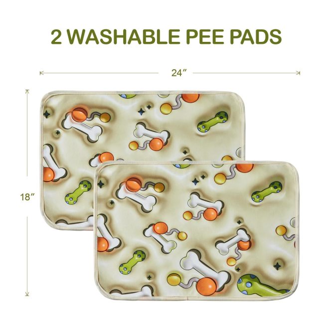 Qeils Reusable Puppy Pads, Washable Pee Pads for Dogs 2 Pcs 18"x24" 3D Printed Super Absorbent Leakproof Dog Training Pads, Non-Slip Potty Pads for Whelping, Incontinence, Playpen, Crate, Kennel - Image 4