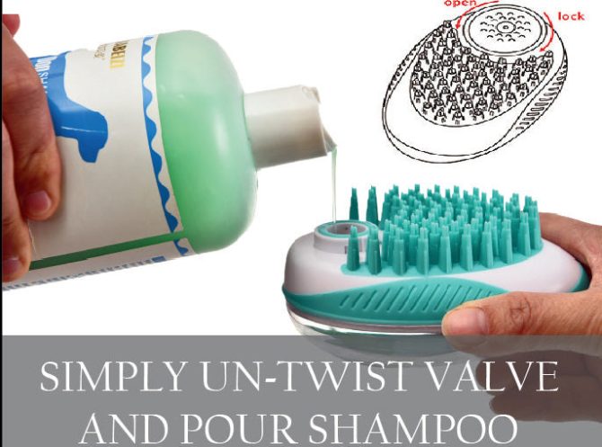 Pet Life 'Swasher' Shampoo Dispensing Massage and Bathing Brush - Image 4