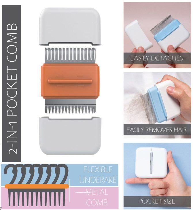 Pet Life 'Zipocket' 2-in-1 Underake and Stainless Steel Travel Grooming Pet Comb - Image 3