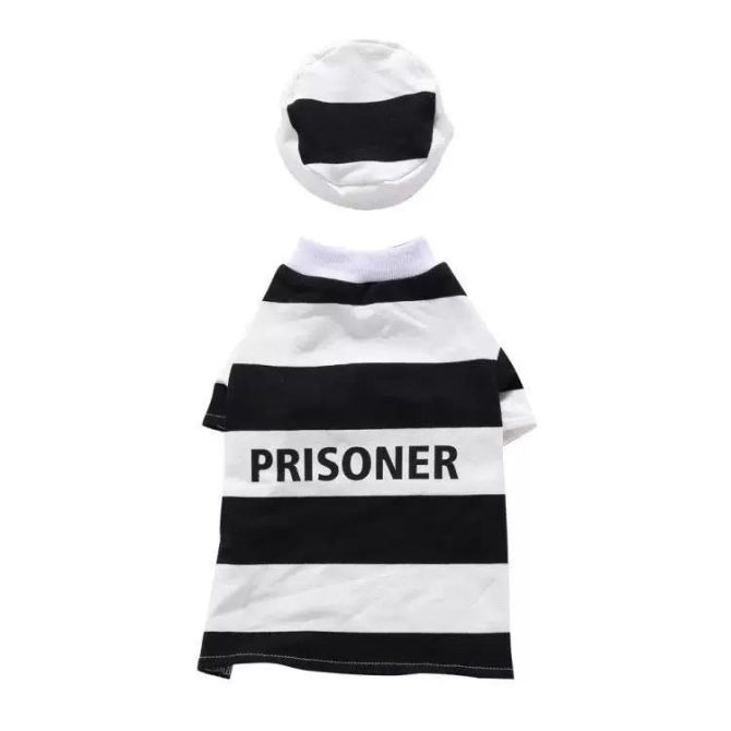 Pet Life Striped Retro Inmate Prisoner Pet Dog Costume Uniform - Image 23