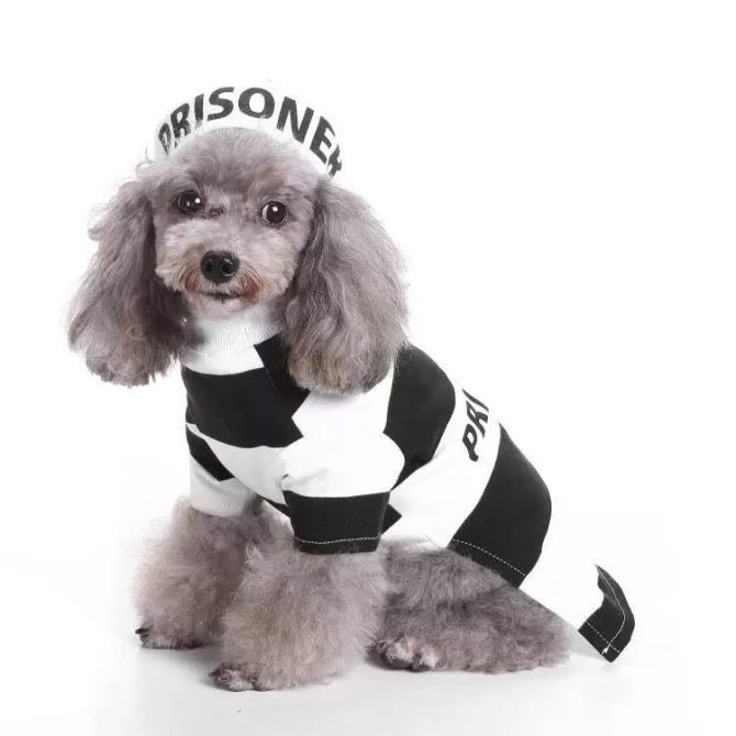 Pet Life Striped Retro Inmate Prisoner Pet Dog Costume Uniform - Image 19