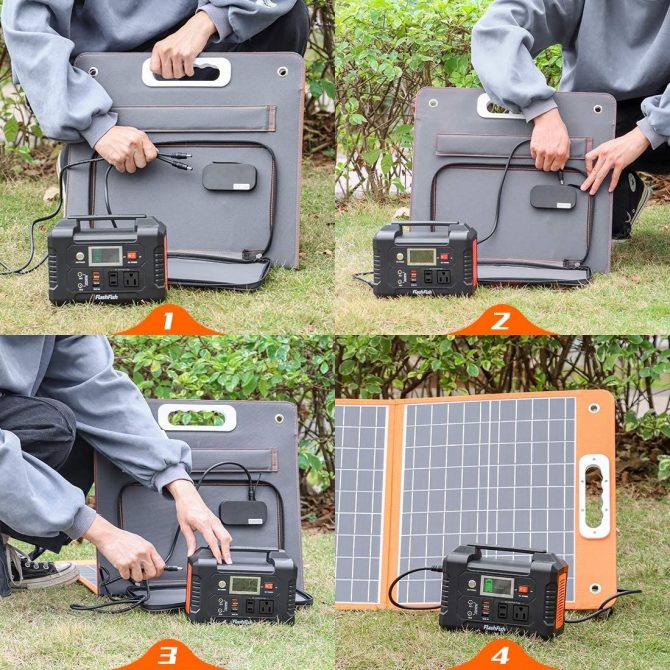 200W Portable Power Station, FlashFish 40800mAh Solar Generator with 110V AC Outlet/2 DC Ports/3 USB Ports, USB-C/QC3.0 for Phones, Tablets On Camping Van RV Road Trip - Image 3