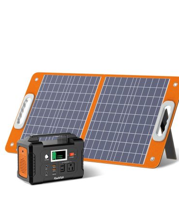 200W Portable Power Station, FlashFish 40800mAh Solar Generator with 110V AC Outlet/2 DC Ports/3 USB Ports, USB-C/QC3.0 for Phones, Tablets On Camping Van RV Road Trip