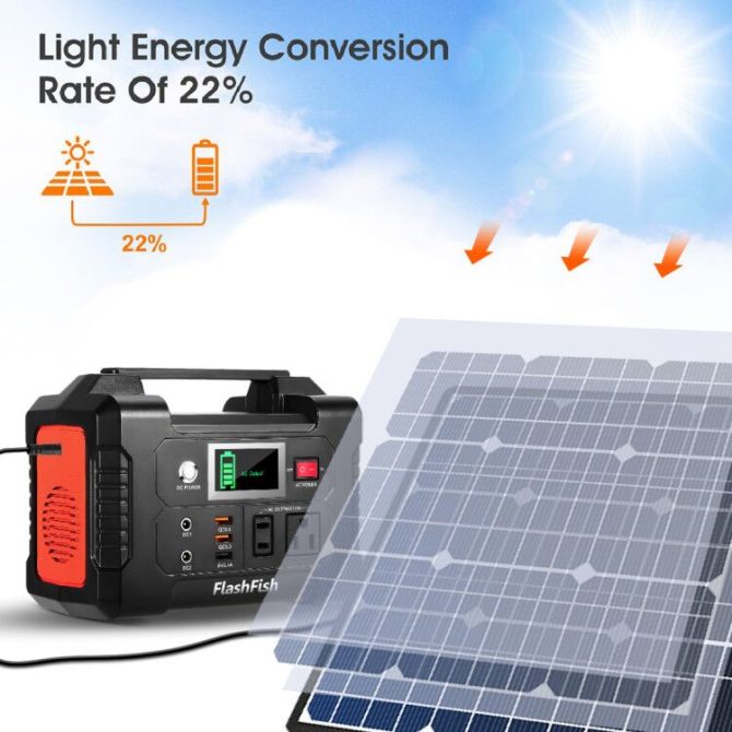 200W Portable Power Station, FlashFish 40800mAh Solar Generator with 110V AC Outlet/2 DC Ports/3 USB Ports, USB-C/QC3.0 for Phones, Tablets On Camping Van RV Road Trip - Image 6