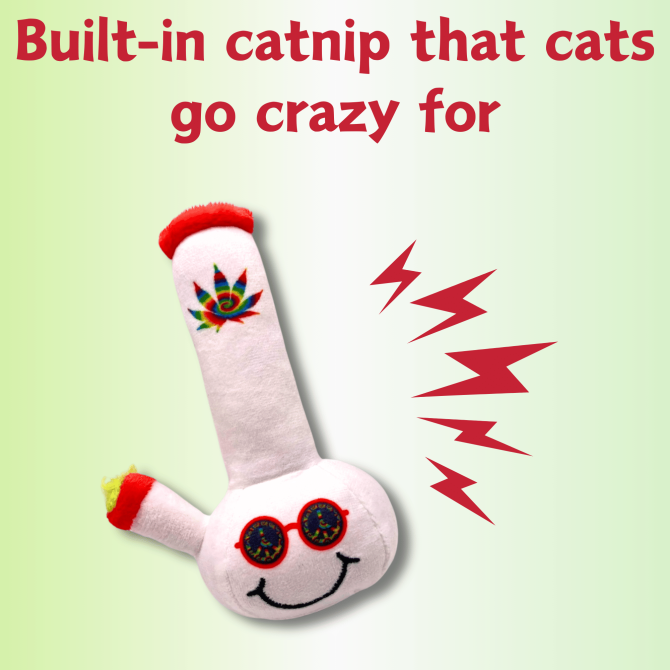 My Name is Lil Billie, Funny Weed Theme Catnip Toy, Cute Stuffed Parody Pot Bong, Cool Plush 420 Novelty Gift for Pets & Their Owners, Sized for Kittens & Cats, Fetch & a Photo Prop - Image 3