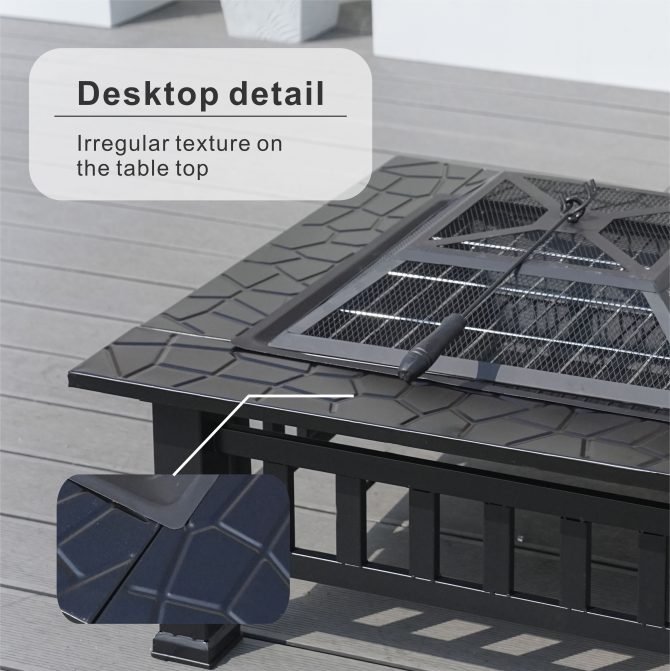Durable Outdoor Fire Pit Table for Wood Burning with Accessories - Image 2