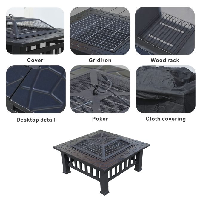 Durable Outdoor Fire Pit Table for Wood Burning with Accessories - Image 4