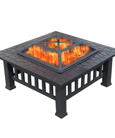 Durable Outdoor Fire Pit Table for Wood Burning with Accessories