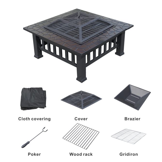 Durable Outdoor Fire Pit Table for Wood Burning with Accessories - Image 8