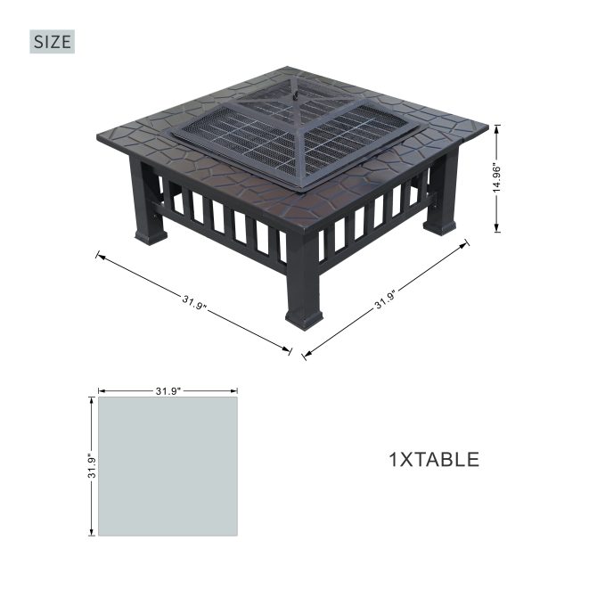 Durable Outdoor Fire Pit Table for Wood Burning with Accessories - Image 9