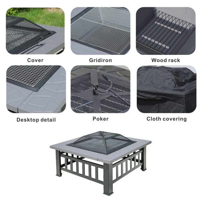 Durable Outdoor Fire Pit Table for Wood Burning with Accessories - Image 14