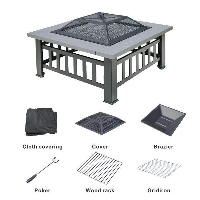 Durable Outdoor Fire Pit Table for Wood Burning with Accessories - Image 16