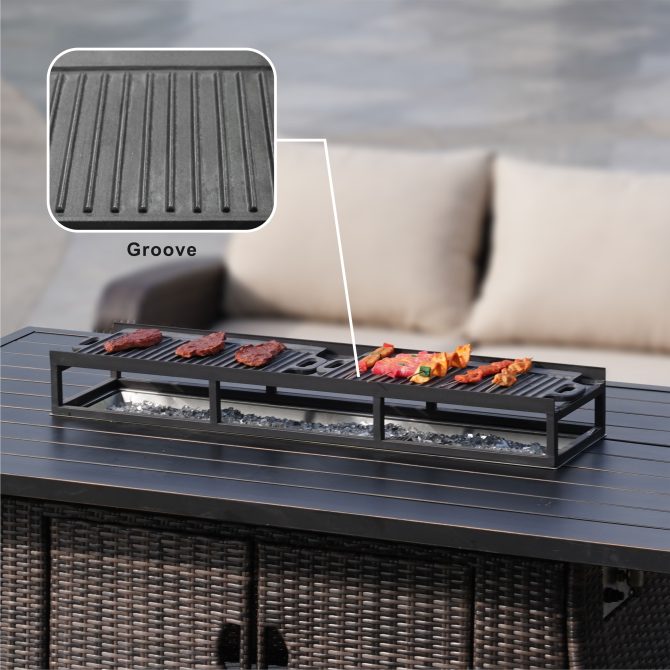 Durable Black Iron Grill Stand with Enamel-Coated Cast Iron Cooking Pans - Image 3
