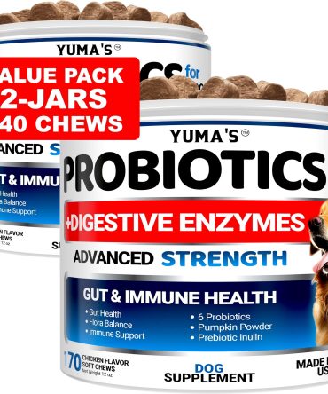 2 Pack Probiotics for Dogs and Digestive Enzymes Dog Probiotics Chews Anti Diarrhea Upset Stomach Gas Relief Constipation Canine Prebiotic Pet Fiber Supplement 340 Chews