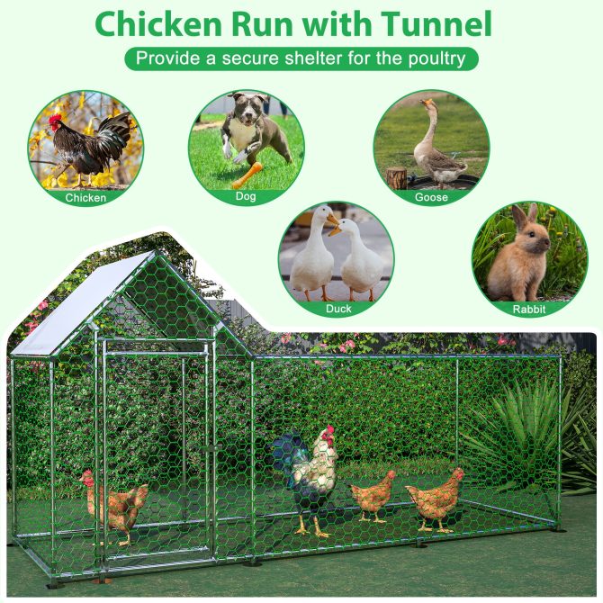 10x3FT Metal Chicken Coop Run Backyard Hen House Poultry Habitat Cage w/Cover - Image 5