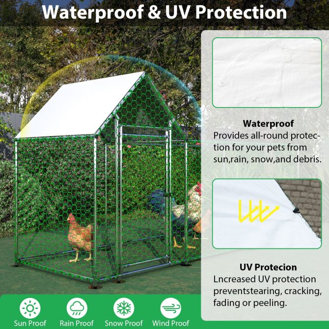 10x3FT Metal Chicken Coop Run Backyard Hen House Poultry Habitat Cage w/Cover - Image 6