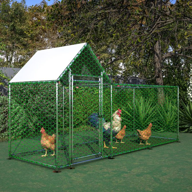 10x3FT Metal Chicken Coop Run Backyard Hen House Poultry Habitat Cage w/Cover - Image 8