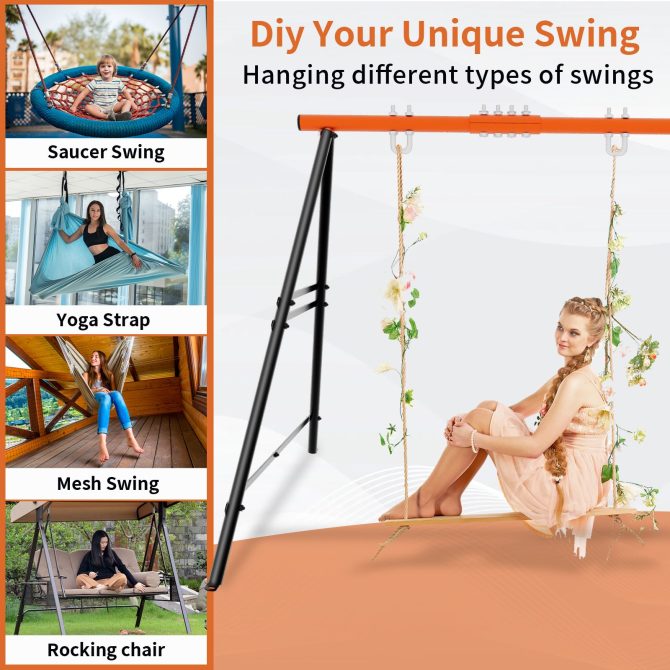Metal Swing Stand Swing Sets for Backyard,Powder Coated Swing Frame of Swing Set with Extra Side Bars,880 Lbs Heavy-Duty A-Frame Outdoor Swing Fits Swing Chair,Porch Swing - Image 11