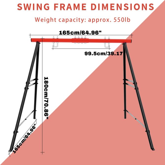 Metal Swing Stand Swing Sets for Backyard,Powder Coated Swing Frame of Swing Set with Extra Side Bars,880 Lbs Heavy-Duty A-Frame Outdoor Swing Fits Swing Chair,Porch Swing - Image 15