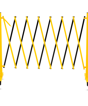 Metal Expandable Barricade,Folding Security Gate Safety Barrier with Casters,Mobile Barrier Gate, Adjustable Traffic Fence for Road Construction, Traffic Control,Cordon,Pool,Yellow Black