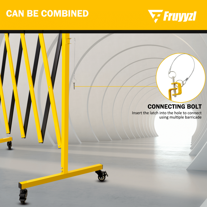 Metal Expandable Barricade,Folding Security Gate Safety Barrier with Casters,Mobile Barrier Gate, Adjustable Traffic Fence for Road Construction, Traffic Control,Cordon,Pool,Yellow Black - Image 5