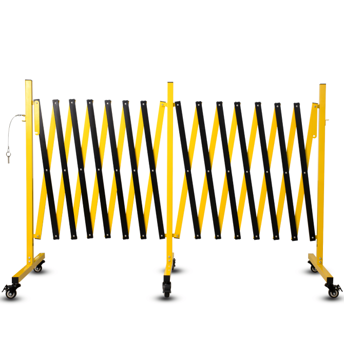 Metal Expandable Barricade,Folding Security Gate Safety Barrier with Casters,Mobile Barrier Gate, Adjustable Traffic Fence for Road Construction, Traffic Control,Cordon,Pool,Yellow Black - Image 7