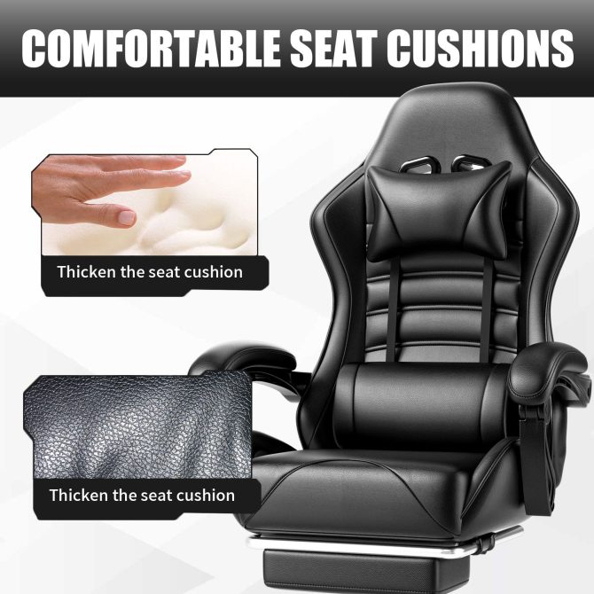 Ergonomic Gaming Chair for Adults, Comfortable Computer Chair for Heavy People, Adjustable Height Office Desk Chair with Wheels, Breathable Leather Video Game Chairs - Image 25