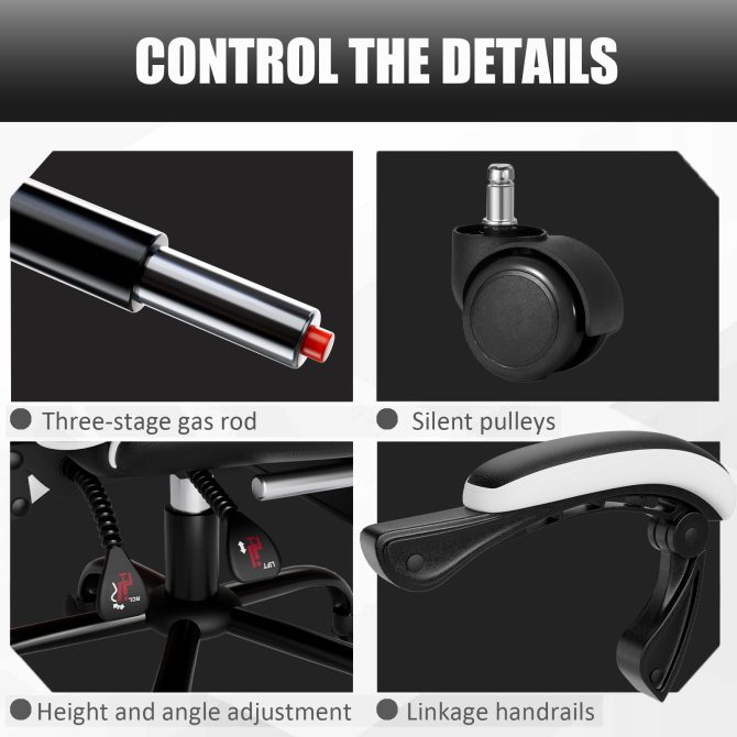 Ergonomic Gaming Chair for Adults, Comfortable Computer Chair for Heavy People, Adjustable Height Office Desk Chair with Wheels, Breathable Leather Video Game Chairs - Image 27