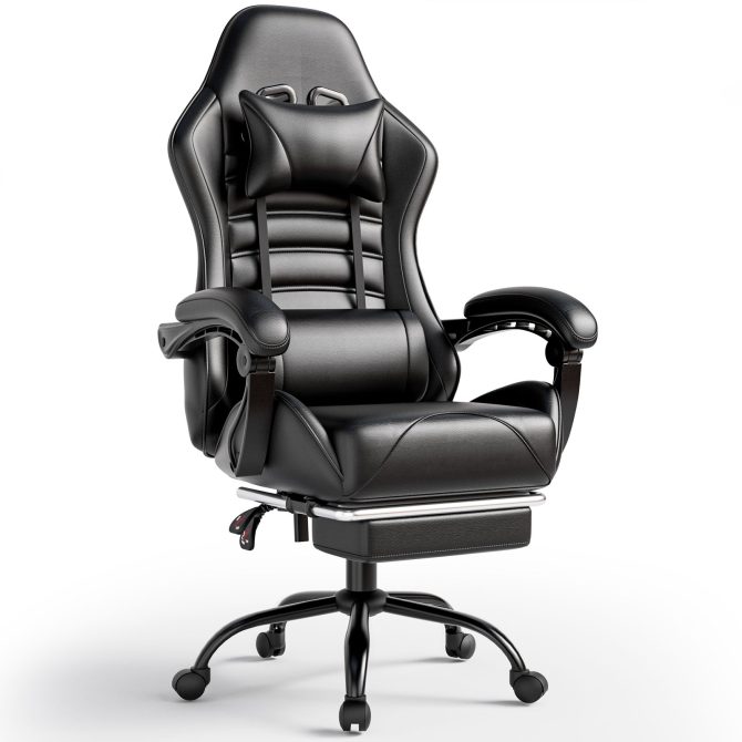 Ergonomic Gaming Chair for Adults, Comfortable Computer Chair for Heavy People, Adjustable Height Office Desk Chair with Wheels, Breathable Leather Video Game Chairs - Image 22