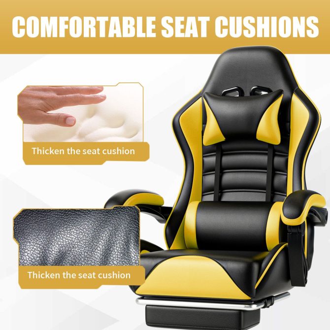 Ergonomic Gaming Chair for Adults, Comfortable Computer Chair for Heavy People, Adjustable Height Office Desk Chair with Wheels, Breathable Leather Video Game Chairs - Image 32