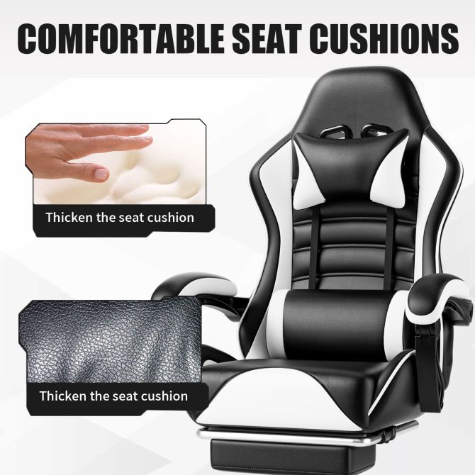 Ergonomic Gaming Chair for Adults, Comfortable Computer Chair for Heavy People, Adjustable Height Office Desk Chair with Wheels, Breathable Leather Video Game Chairs - Image 39