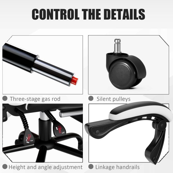 Ergonomic Gaming Chair for Adults, Comfortable Computer Chair for Heavy People, Adjustable Height Office Desk Chair with Wheels, Breathable Leather Video Game Chairs - Image 41
