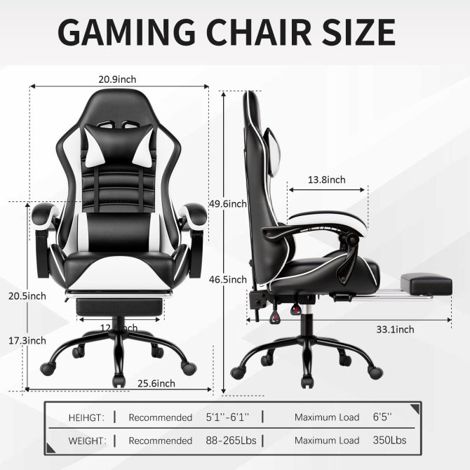 Ergonomic Gaming Chair for Adults, Comfortable Computer Chair for Heavy People, Adjustable Height Office Desk Chair with Wheels, Breathable Leather Video Game Chairs - Image 42