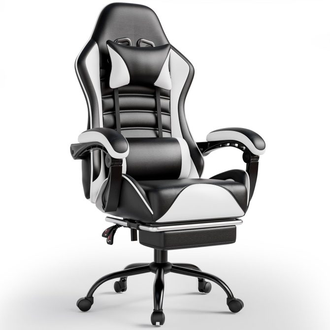 Ergonomic Gaming Chair for Adults, Comfortable Computer Chair for Heavy People, Adjustable Height Office Desk Chair with Wheels, Breathable Leather Video Game Chairs - Image 36