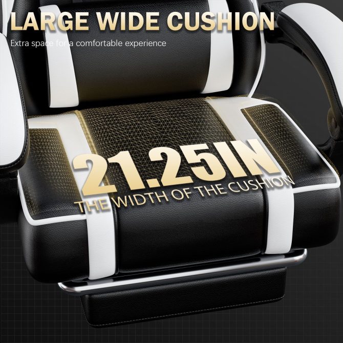 Video Game Chairs for Adults, PU Leather Gaming Chair with Footrest, 360°Swivel Adjustable Lumbar Pillow Gamer Chair, Comfortable Computer Chair for Heavy People - Image 20